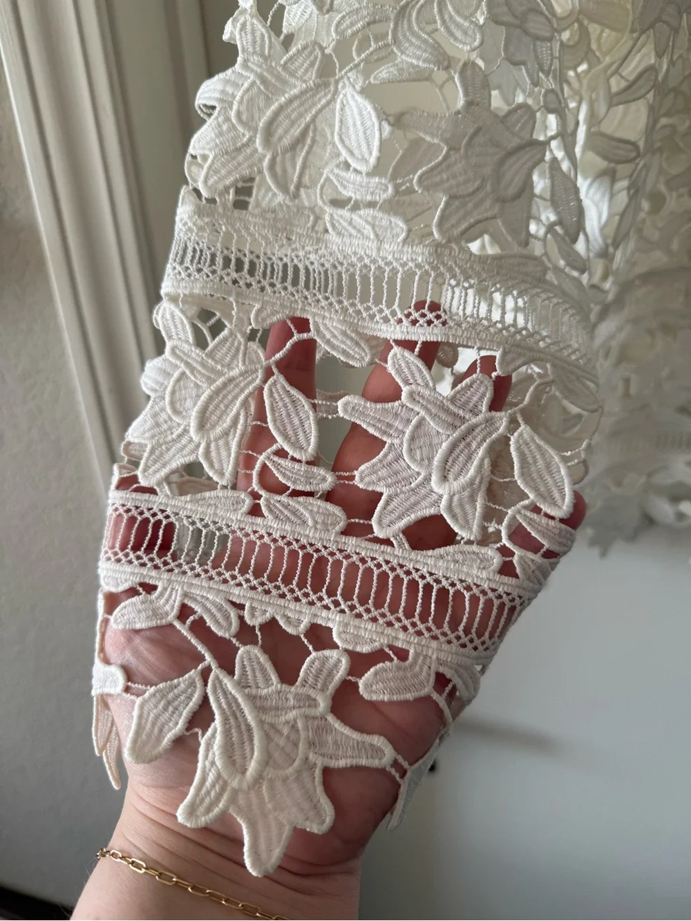 Alfani White Lace Cutout Open Front Jacket - Picture 2 of 7